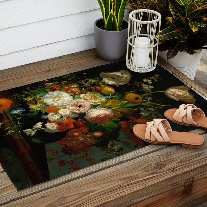 Rachel Ruysch "Still Life with Flowers in a Glass Vase" Outdoor Rug Gallery Image 2