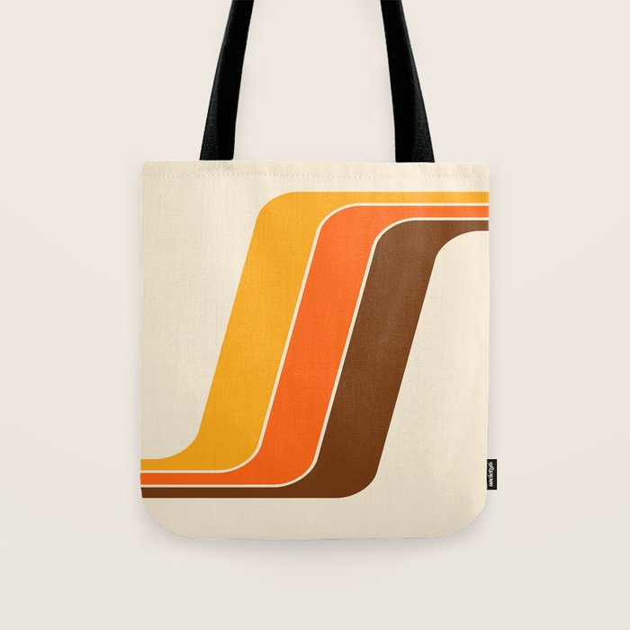 Retro 70s Stripe Colorful Rainbow 521 Tote Bag Gallery Image 1