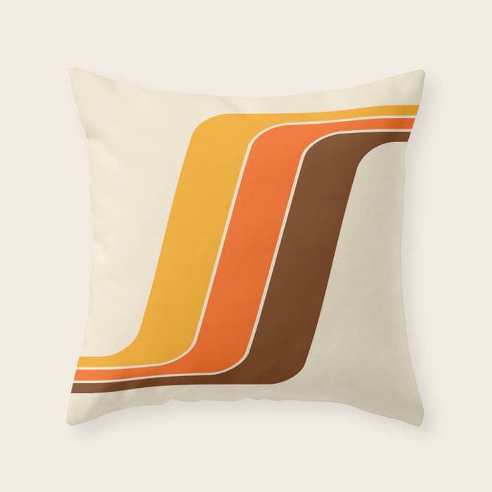 Retro 70s Stripe Colorful Rainbow 521 Throw Pillow Gallery Image 1