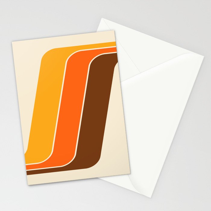 Retro 70s Stripe Colorful Rainbow 521 Stationery Card Gallery Image 2