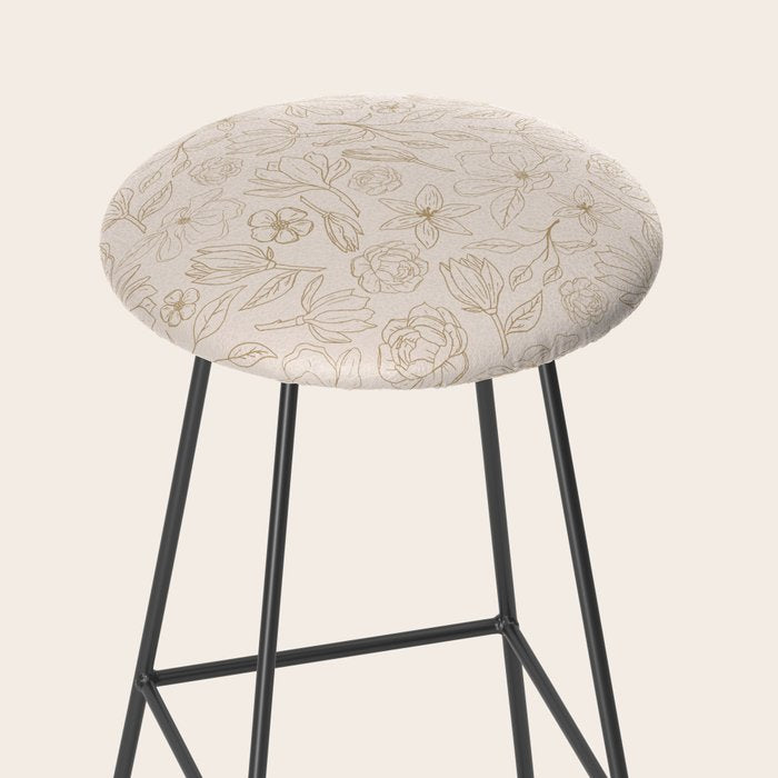Gold Magnolia Pattern Stool Gallery Image 2