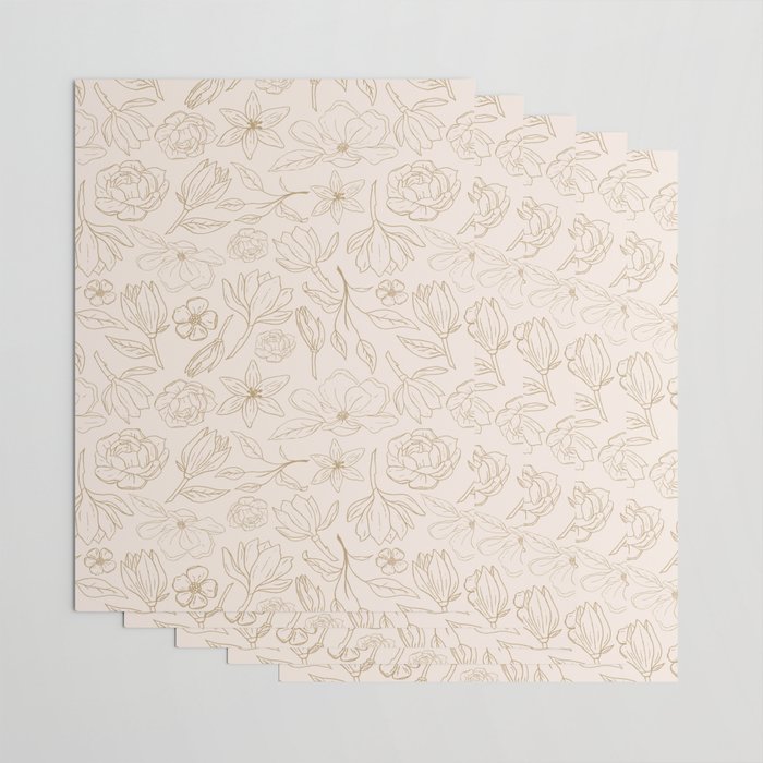 Gold Magnolia Pattern Wrapping Paper Gallery Image 3