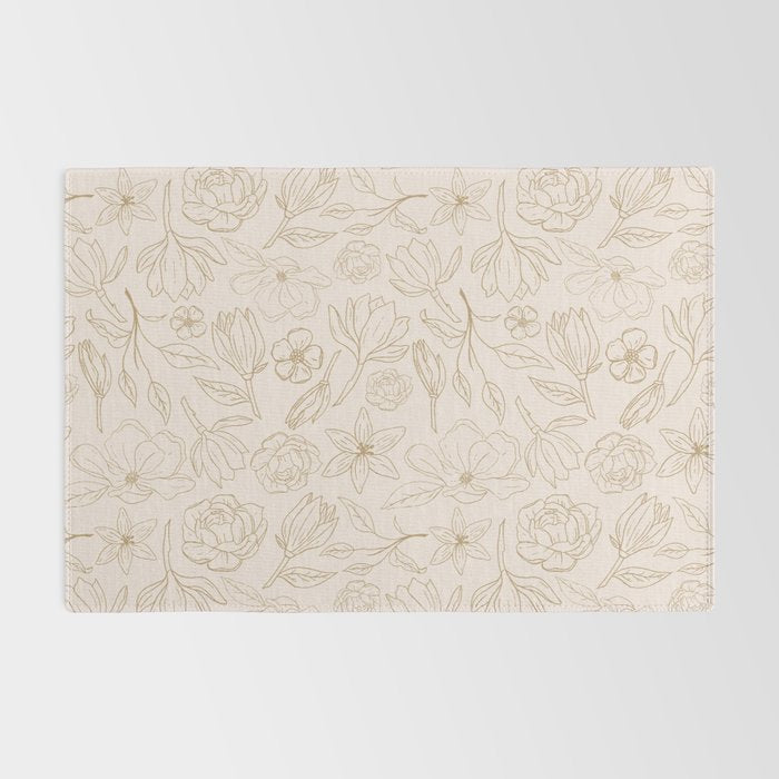 Gold Magnolia Pattern Rug Gallery Image 2