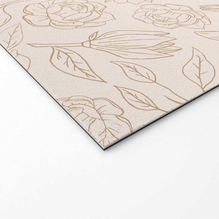 Gold Magnolia Pattern Welcome Mat Gallery Image 2
