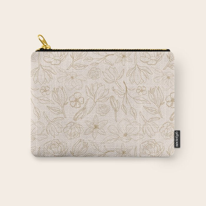 Gold Magnolia Pattern Carry All Pouch Gallery Image 1