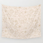 Gold Magnolia Pattern Wall Tapestry Gallery Image 4