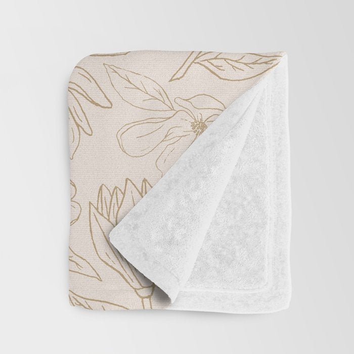 Gold Magnolia Pattern Throw Blanket Gallery Image 3