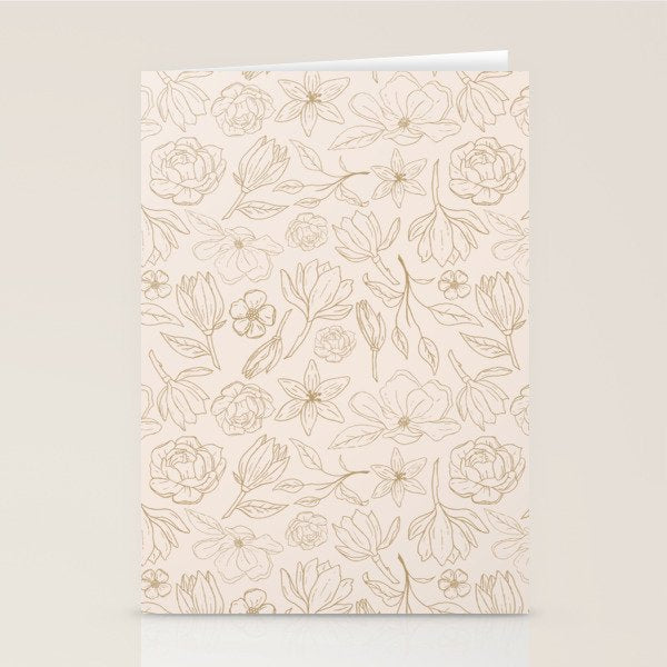 Gold Magnolia Pattern Stationery Card Gallery Image 2