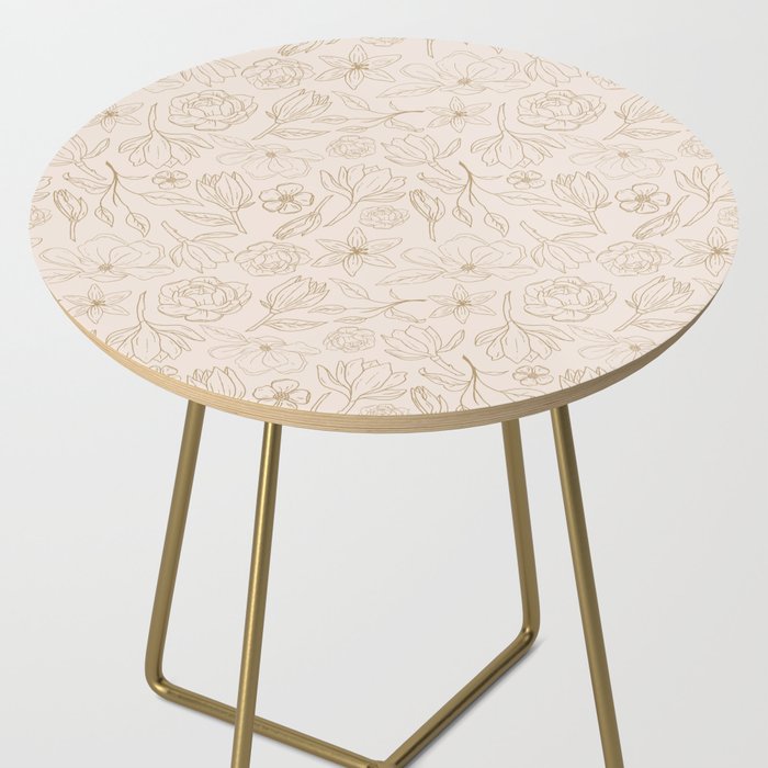 Gold Magnolia Pattern Side Table Gallery Image 2