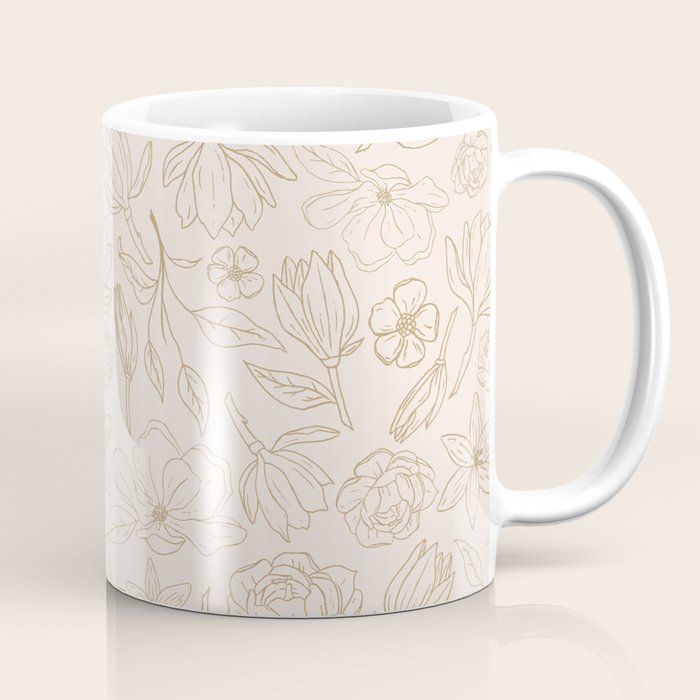 Gold Magnolia Pattern Coffee Mug Gallery Image 1