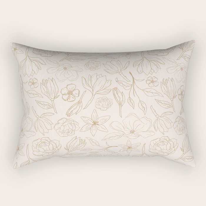 Gold Magnolia Pattern Rectangular Pillow Gallery Image 2