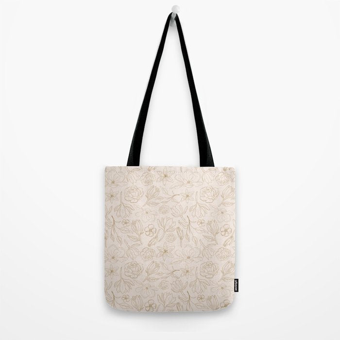 Gold Magnolia Pattern Tote Bag Gallery Image 2