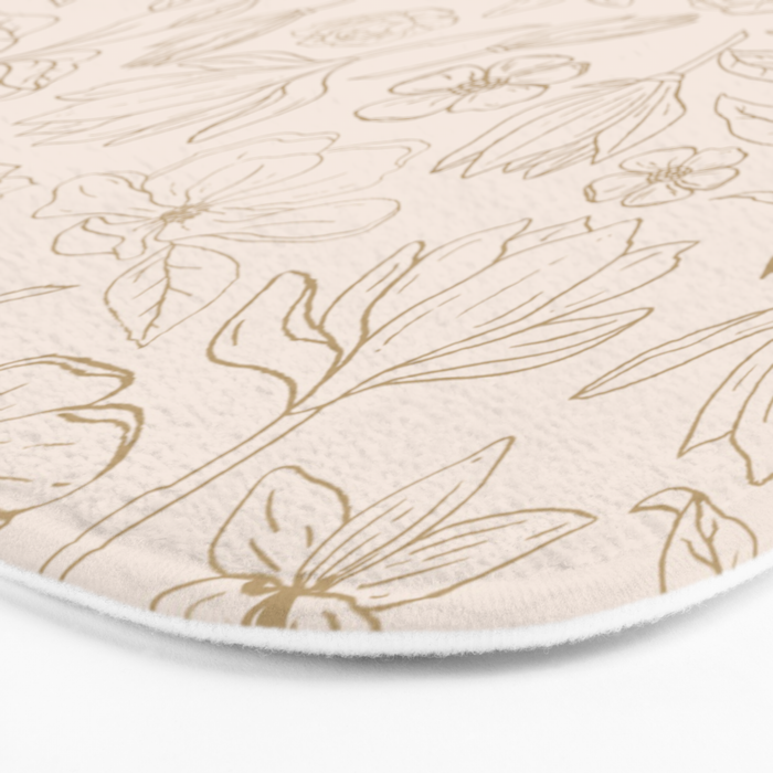 Gold Magnolia Pattern Bath Mat Gallery Image 3