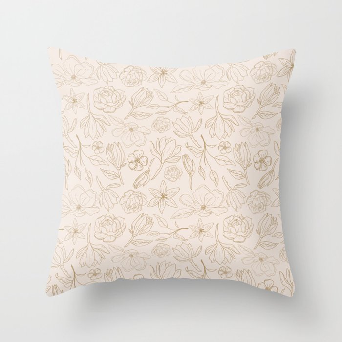 Gold Magnolia Pattern Throw Pillow Gallery Image 6