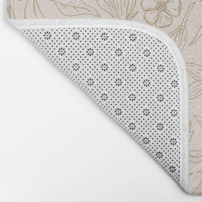 Gold Magnolia Pattern Bath Mat Gallery Image 2