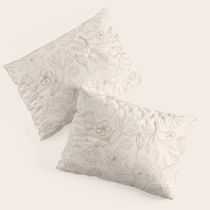 Gold Magnolia Pattern Pillow Sham Gallery Image 3