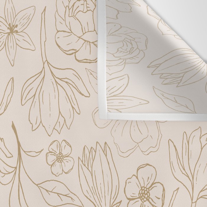 Gold Magnolia Pattern Wall Tapestry Gallery Image 3