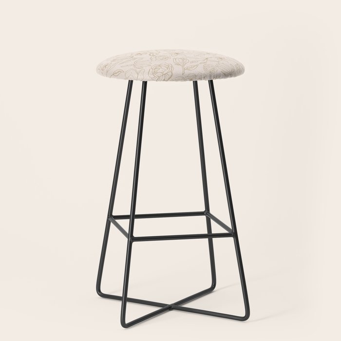 Gold Magnolia Pattern Stool Gallery Image 1