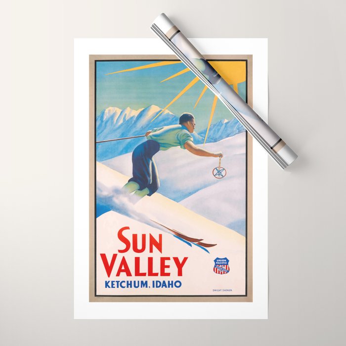 1940 Sun Valley Union Pacific Poster Wrapping Paper Gallery Image 1