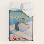 1940 Sun Valley Union Pacific Poster Duvet Cover Gallery Image 6