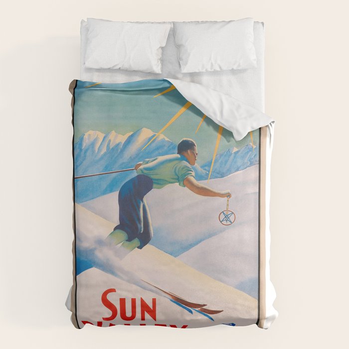 1940 Sun Valley Union Pacific Poster Duvet Cover Gallery Image 6