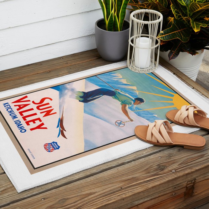 1940 Sun Valley Union Pacific Poster Outdoor Rug Gallery Image 2