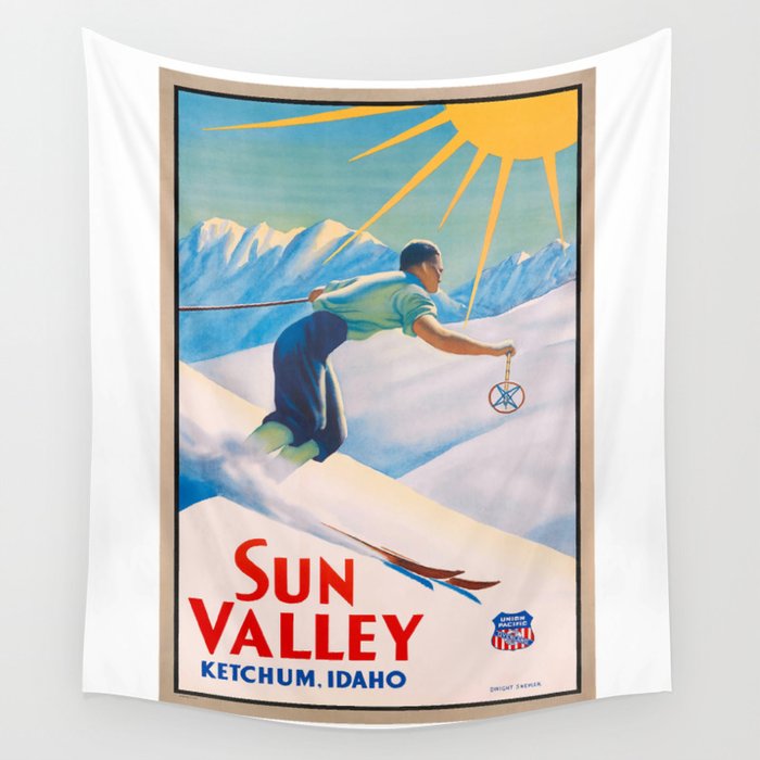 1940 Sun Valley Union Pacific Poster Wall Tapestry Gallery Image 4