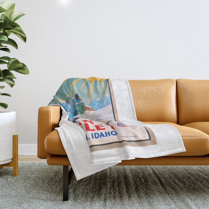 1940 Sun Valley Union Pacific Poster Throw Blanket Gallery Image 1