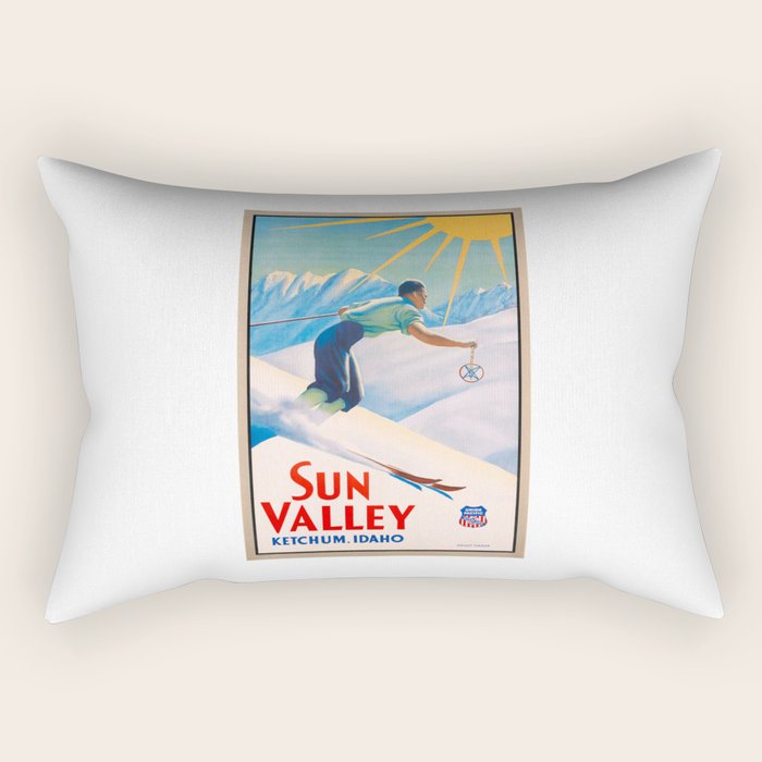 1940 Sun Valley Union Pacific Poster Rectangular Pillow Gallery Image 1
