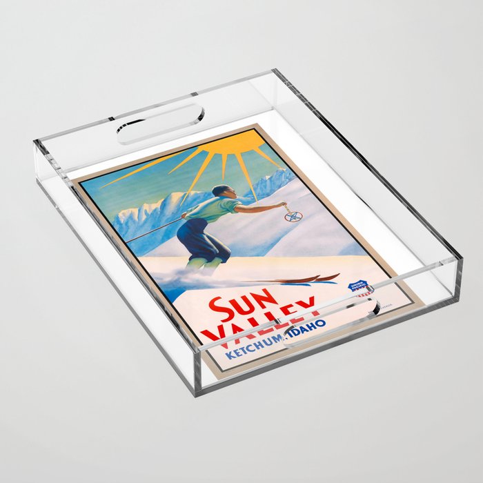 1940 Sun Valley Union Pacific Poster Acrylic Tray Gallery Image 1