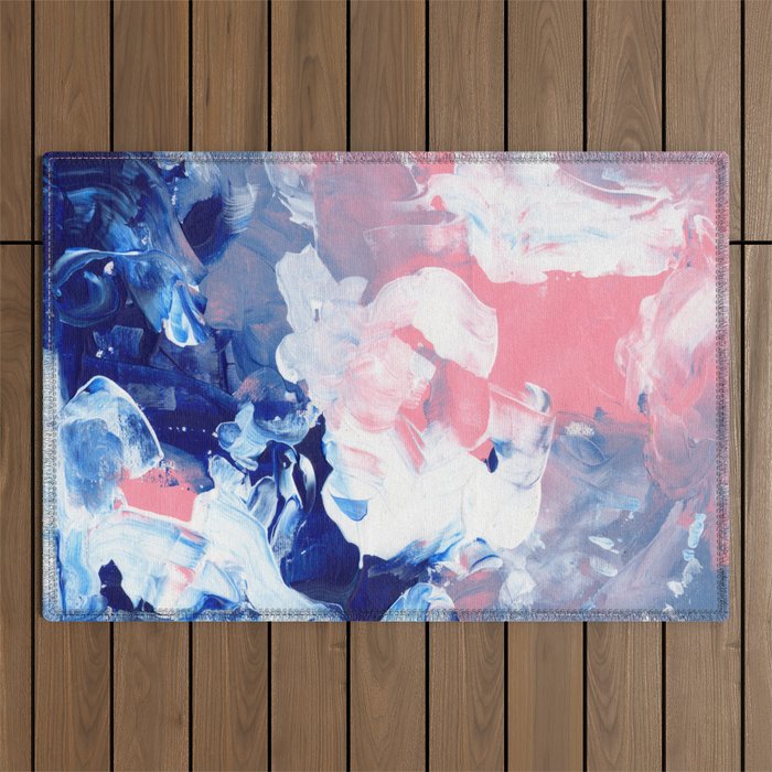 Ejaaz Haniff Abstract Acrylic Palette Knife Painting Blue Pink: 'Summer Storm' Outdoor Rug Gallery Image 1