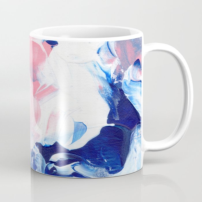 Ejaaz Haniff Abstract Acrylic Palette Knife Painting Blue Pink: 'Summer Storm' Coffee Mug Gallery Image 1