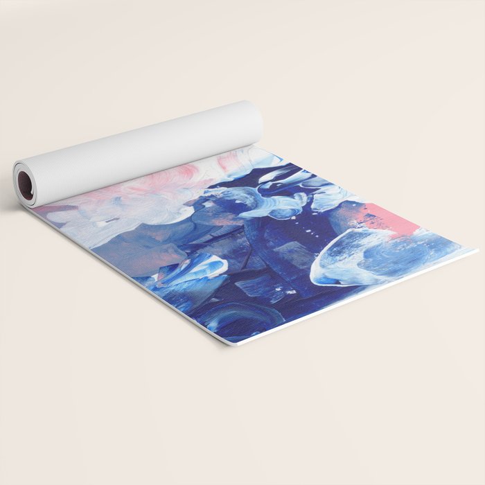 Ejaaz Haniff Abstract Acrylic Palette Knife Painting Blue Pink: 'Summer Storm' Yoga Mat Gallery Image 2