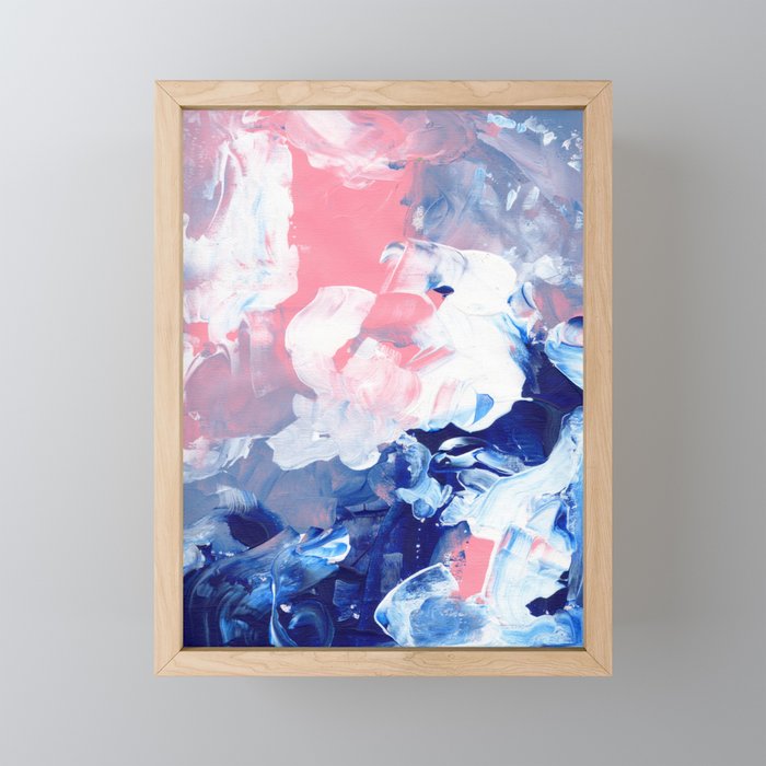 Ejaaz Haniff Abstract Acrylic Palette Knife Painting Blue Pink: 'Summer Storm' Mini Art Print Gallery Image 1