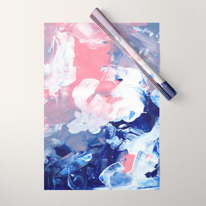Ejaaz Haniff Abstract Acrylic Palette Knife Painting Blue Pink: 'Summer Storm' Wrapping Paper Gallery Image 1