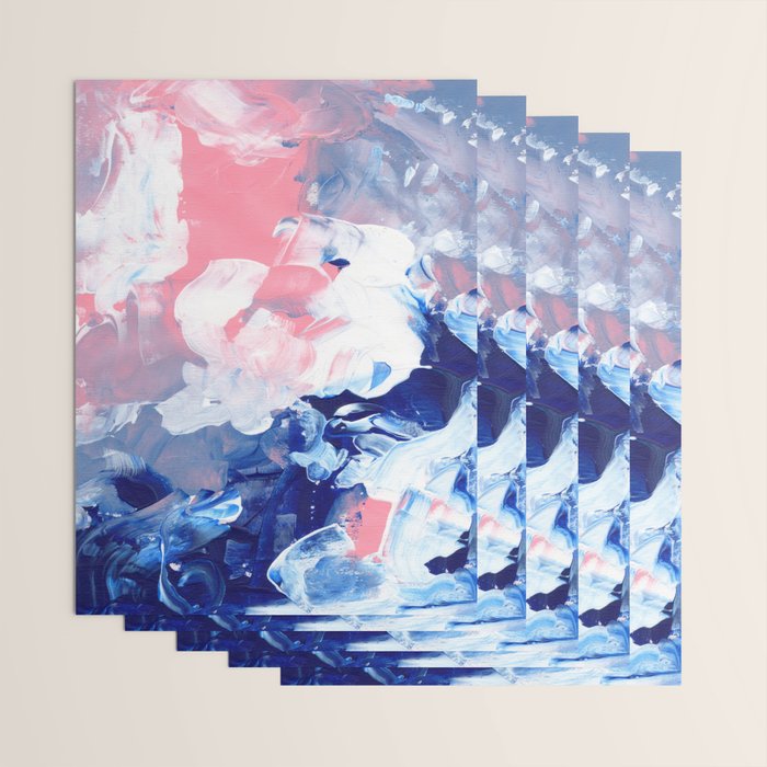 Ejaaz Haniff Abstract Acrylic Palette Knife Painting Blue Pink: 'Summer Storm' Wrapping Paper Gallery Image 3