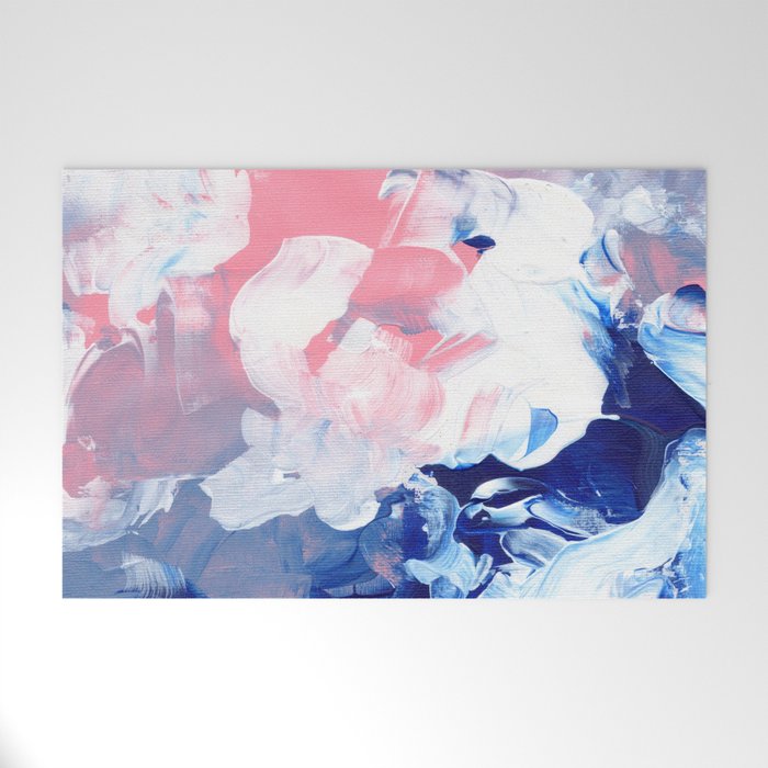 Ejaaz Haniff Abstract Acrylic Palette Knife Painting Blue Pink: 'Summer Storm' Welcome Mat Gallery Image 1