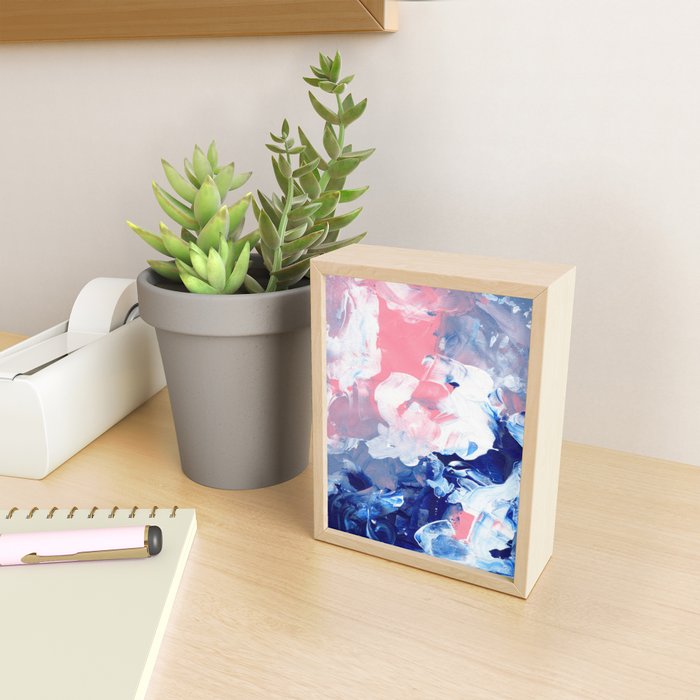 Ejaaz Haniff Abstract Acrylic Palette Knife Painting Blue Pink: 'Summer Storm' Mini Art Print Gallery Image 2