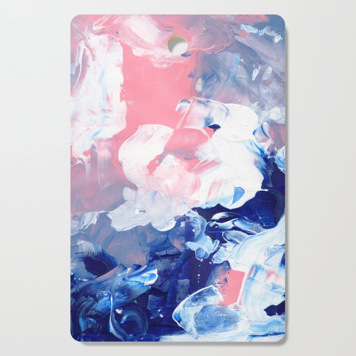 Ejaaz Haniff Abstract Acrylic Palette Knife Painting Blue Pink: 'Summer Storm' Cutting Board Gallery Image 1