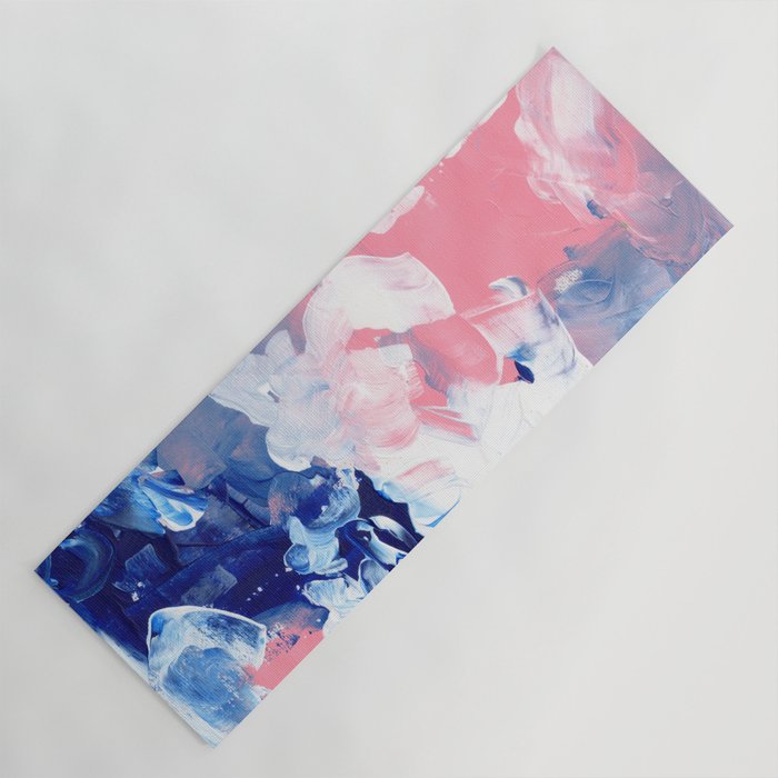 Ejaaz Haniff Abstract Acrylic Palette Knife Painting Blue Pink: 'Summer Storm' Yoga Mat Gallery Image 1