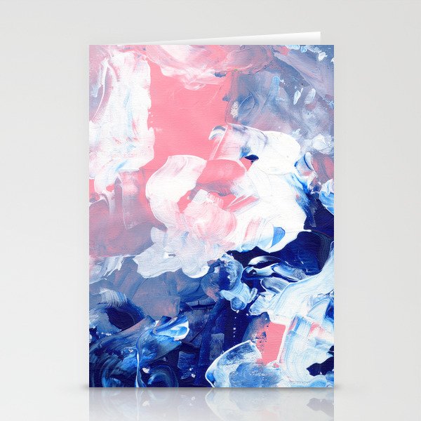 Ejaaz Haniff Abstract Acrylic Palette Knife Painting Blue Pink: 'Summer Storm' Stationery Card Gallery Image 1