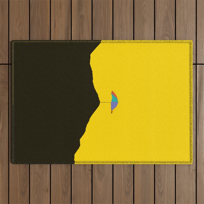 Colorful Parasol Black Yellow Background #decor #society6 #buyart Outdoor Rug Gallery Image 1