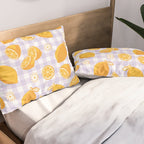 Lemons on Lilac Purple Gingham Pillow Sham Gallery Image 2