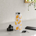Lemons on Lilac Purple Gingham Water Bottle Gallery Image 4