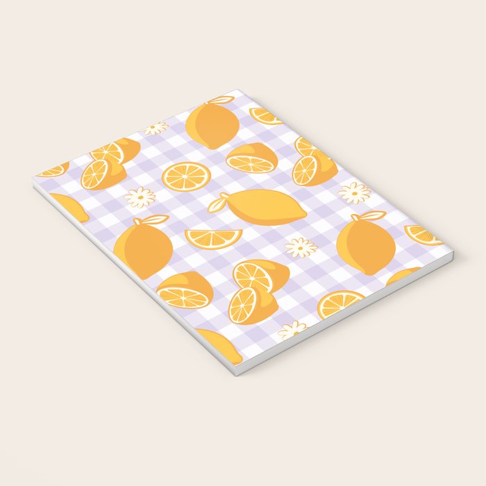 Lemons on Lilac Purple Gingham Notebook Gallery Image 3
