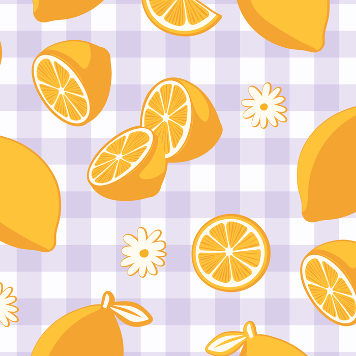 Lemons on Lilac Purple Gingham Coffee Mug Gallery Image 2
