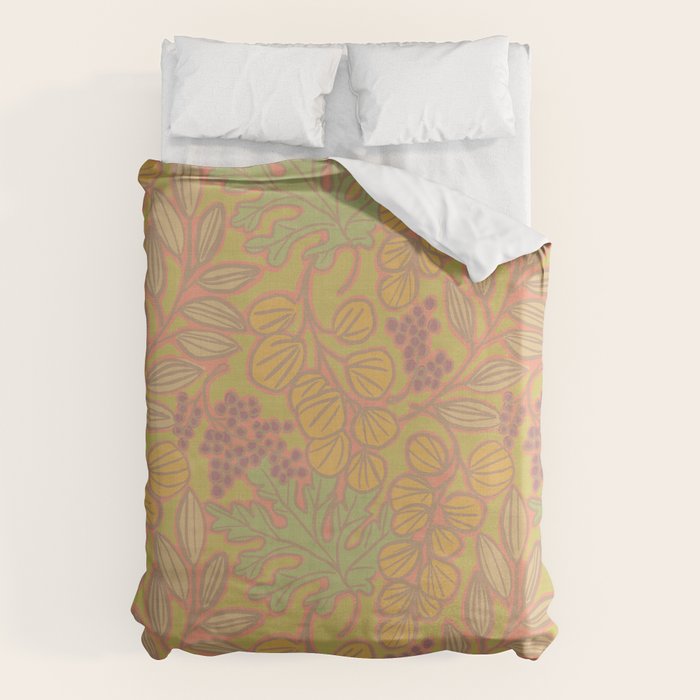 Autumn Leaves and Berries in Golds Duvet Cover Gallery Image 1