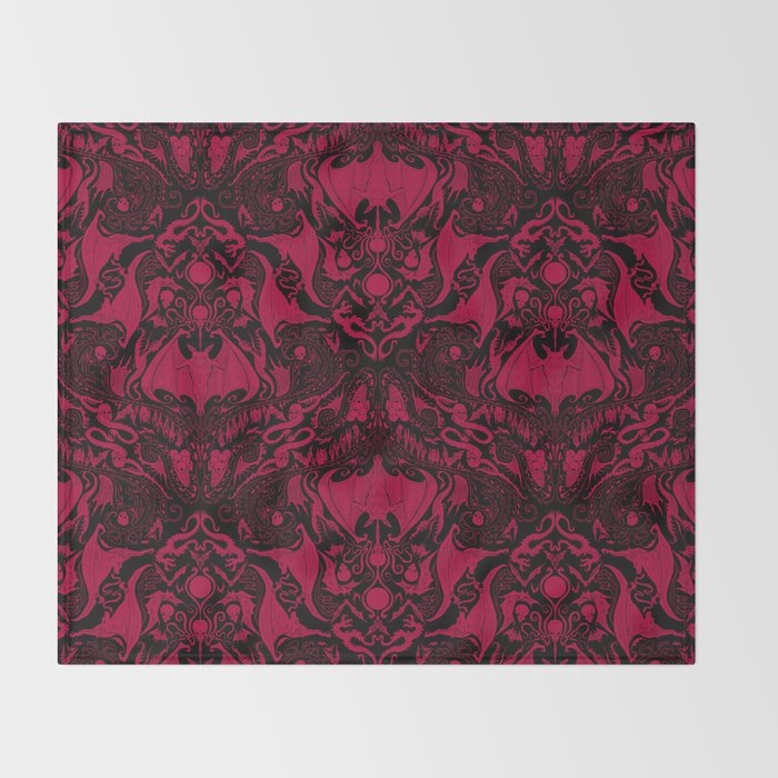 Bats and Beasts - Blood Red Throw Blanket Gallery Image 2