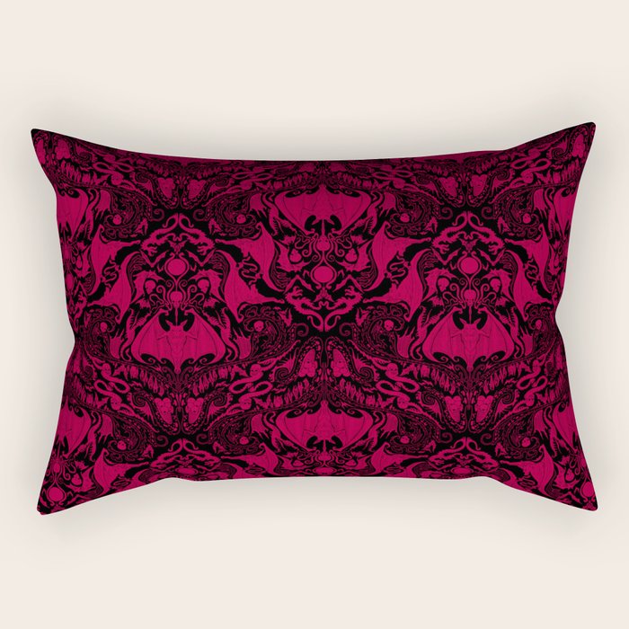 Bats and Beasts - Blood Red Rectangular Pillow Gallery Image 2