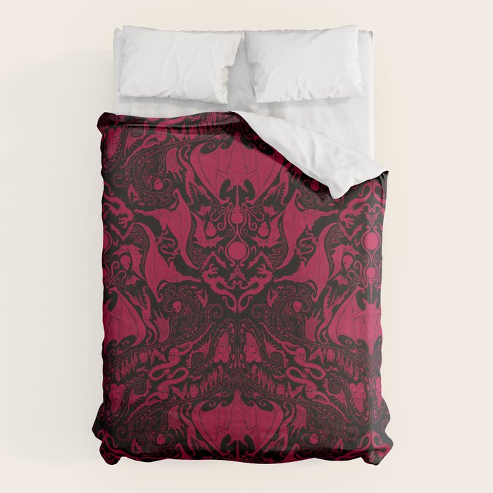 Bats and Beasts - Blood Red Duvet Cover